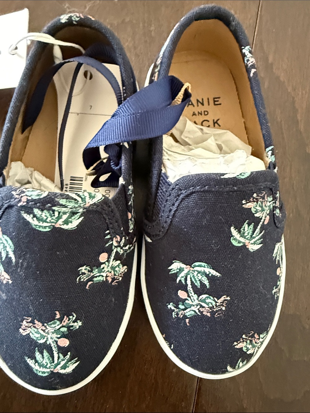 NWT Janie and Jack Navy Slip-On Sneakers with Palm Print - Picture 3 of 6